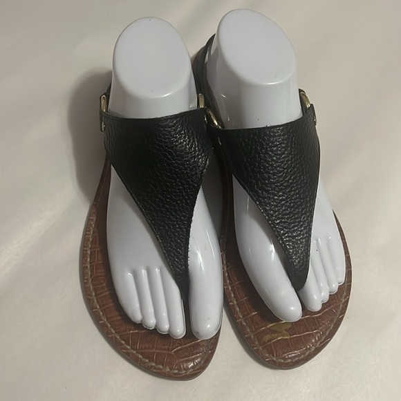 Sam Edelman Greta Black Leather Thong Sandals | Size 10M | Boho Gold Hardware - Picture 3 of 13